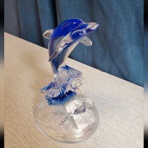 Blue Dolphin Glass Sculpture